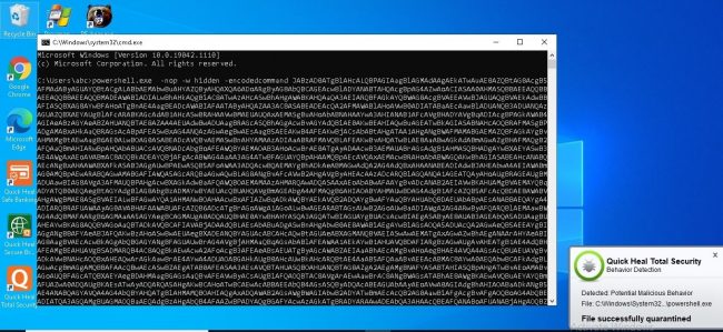 Quick Heal impedisce l'esecuzione dannosa di powershell