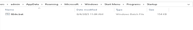 meccanismo di persistenza tramite il file BAT in startup di Windows