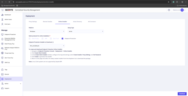 Aprire la sezione Deployment
